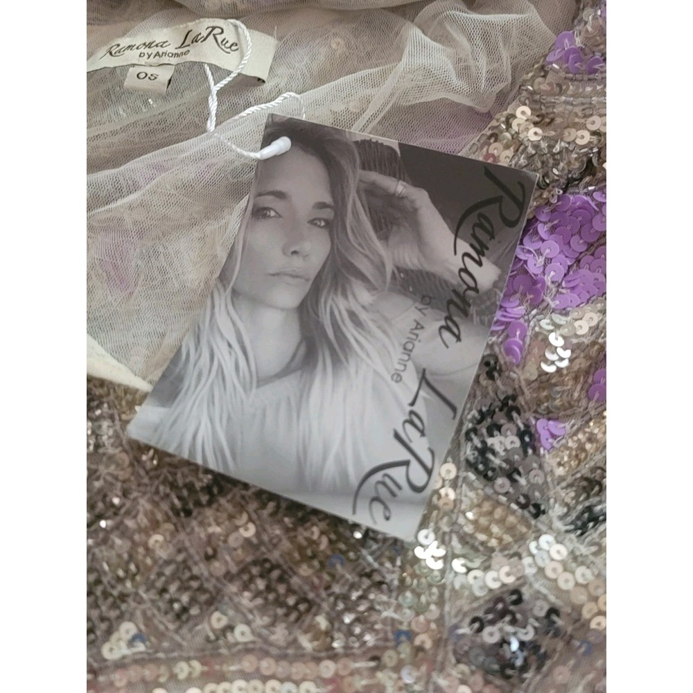 NWT Ramona La Rue by Arianne Hooded Sequin Poncho Lilac One Size Luxury - Picture 5 of 14